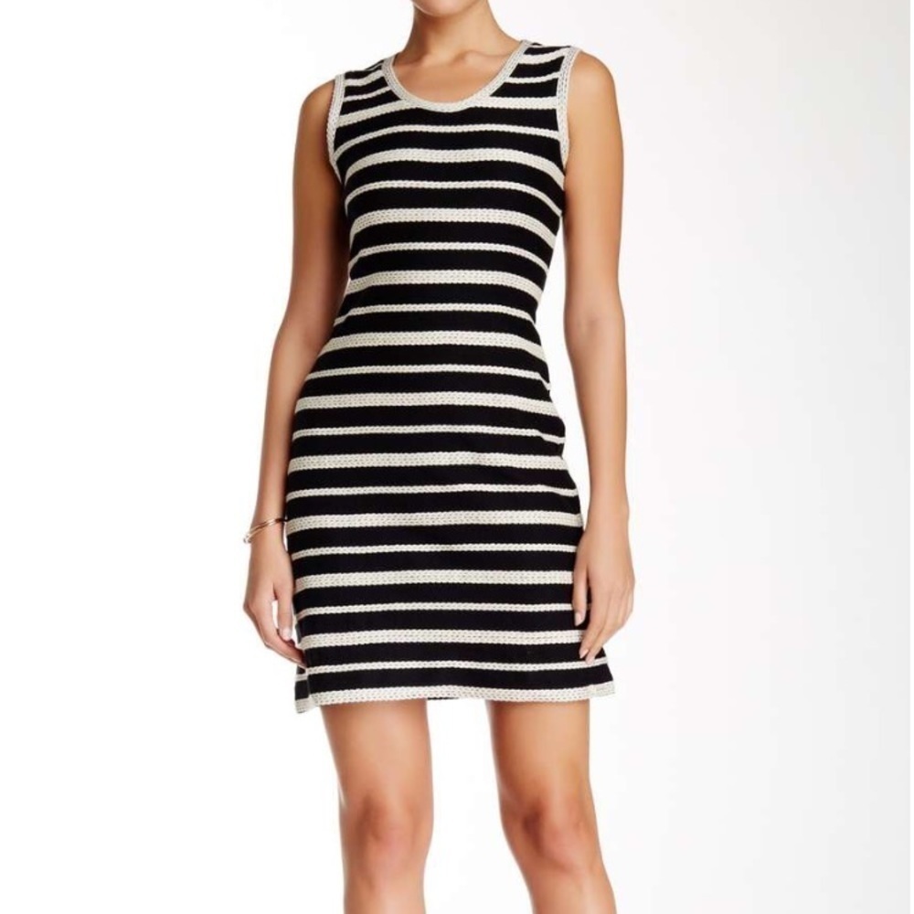 Max Studio black sleeveless textured striped dress